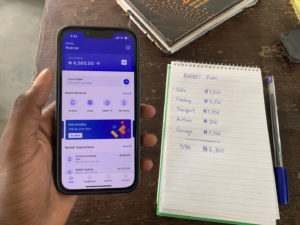 Nigerian student tracking data and airtime spending using a phone app and notebook budget