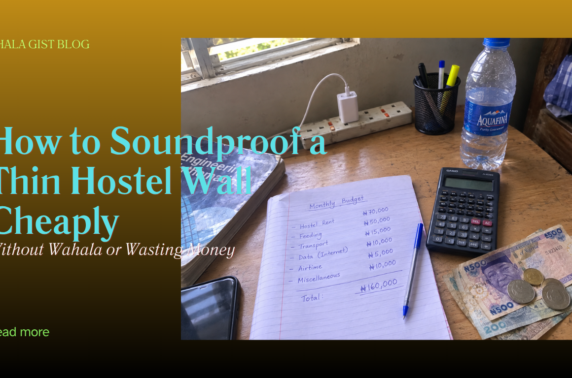 Handwritten semester allowance budget plan on a notebook in a Nigerian student hostel room