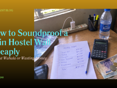 Handwritten semester allowance budget plan on a notebook in a Nigerian student hostel room