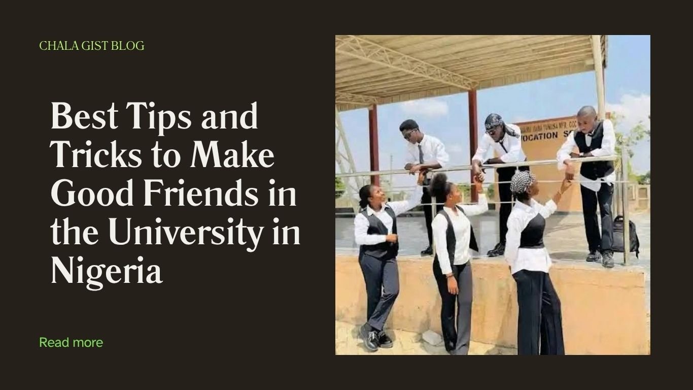 Nigerian university students chatting on the steps outside a lecture hall